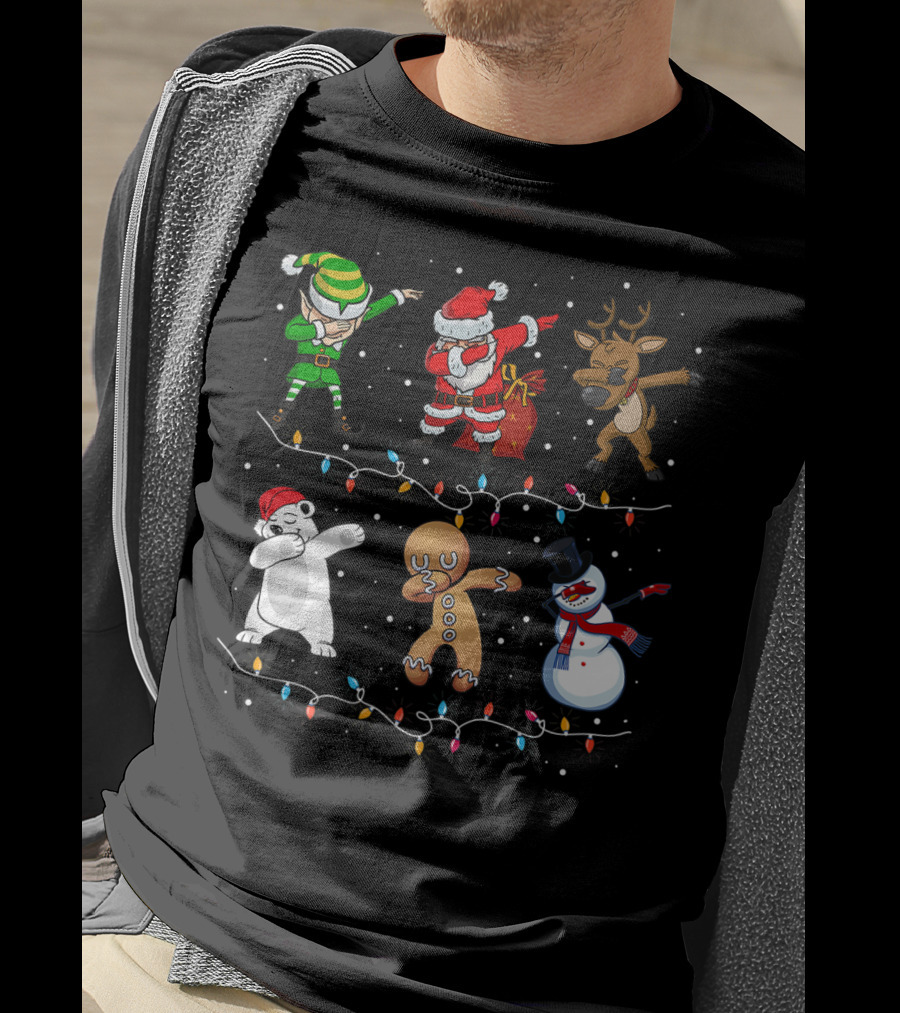 Funny Dabbing Santa Elf Reindeer Polar Bear Gingerbread Snowman T-Shirt