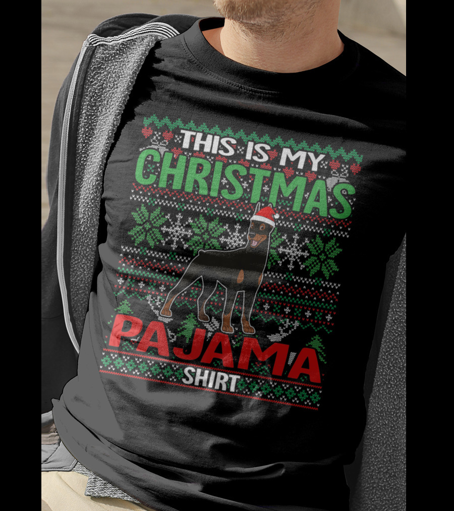 This Is My Christmas Pajama Shirt Doberman Dog Lover Holiday T-Shirt