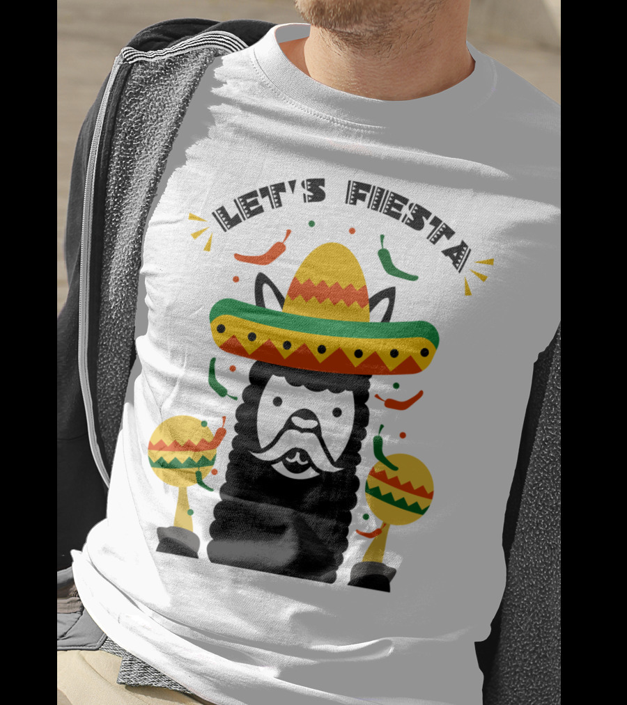 Funny Llama Let's Fiesta Sombrero And Maracas Party T-Shirt