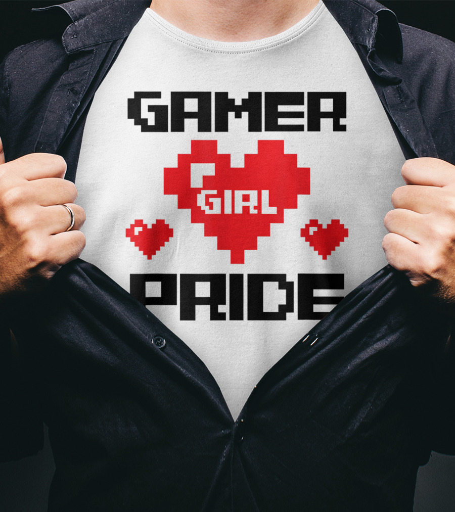 Gamer Girl Pride Pixel Heart Cute Female Gaming T-Shirt