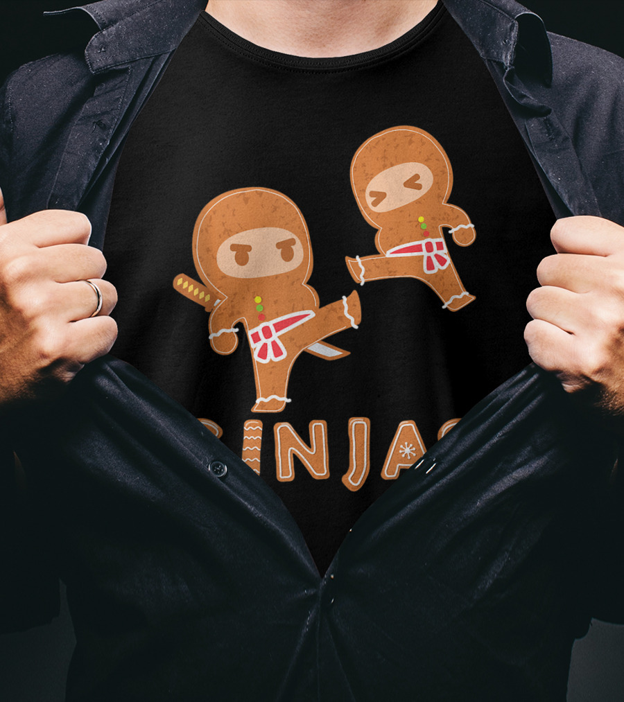 Ginjas Gingerbread Ninja Character Kung Fu Kicks T-Shirt