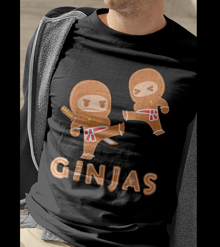 Ginjas Gingerbread Ninjas Fun Cookie Martial Arts Characters T-Shirt