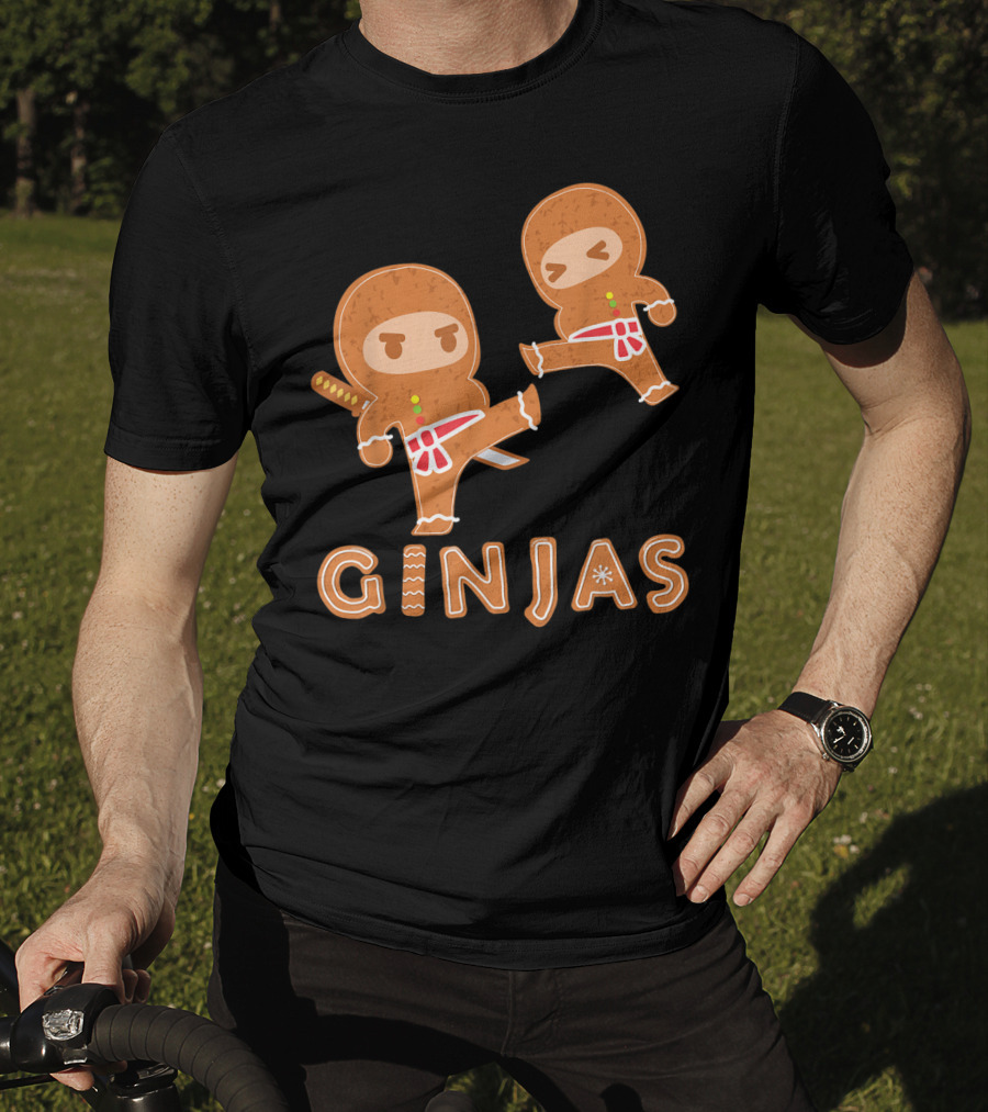 Ginjas Gingerbread Ninjas Fun Cookie Martial Arts Characters T-Shirt