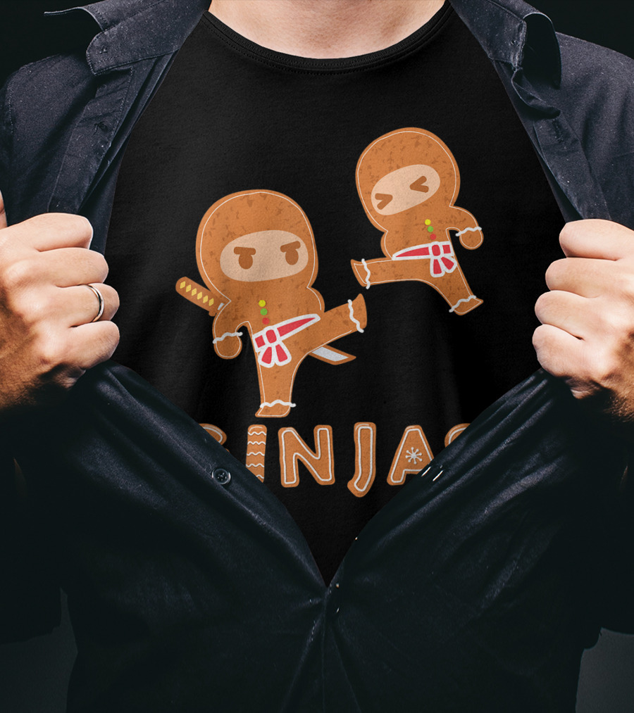 Ginjas Gingerbread Ninjas Fun Cookie Martial Arts Characters T-Shirt