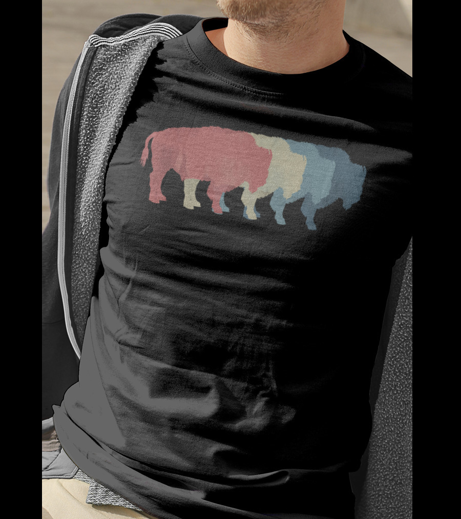 Save Buffalo Bison Colorful Silhouette Graphic 365 T-Shirt