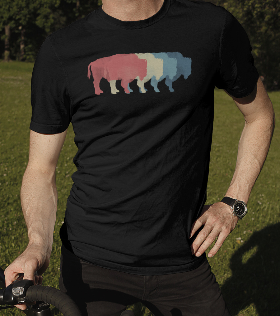 Save Buffalo Bison Colorful Silhouette Graphic 365 T-Shirt