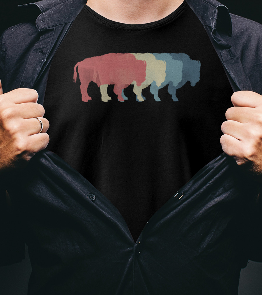 Save Buffalo Bison Colorful Silhouette Graphic 365 T-Shirt