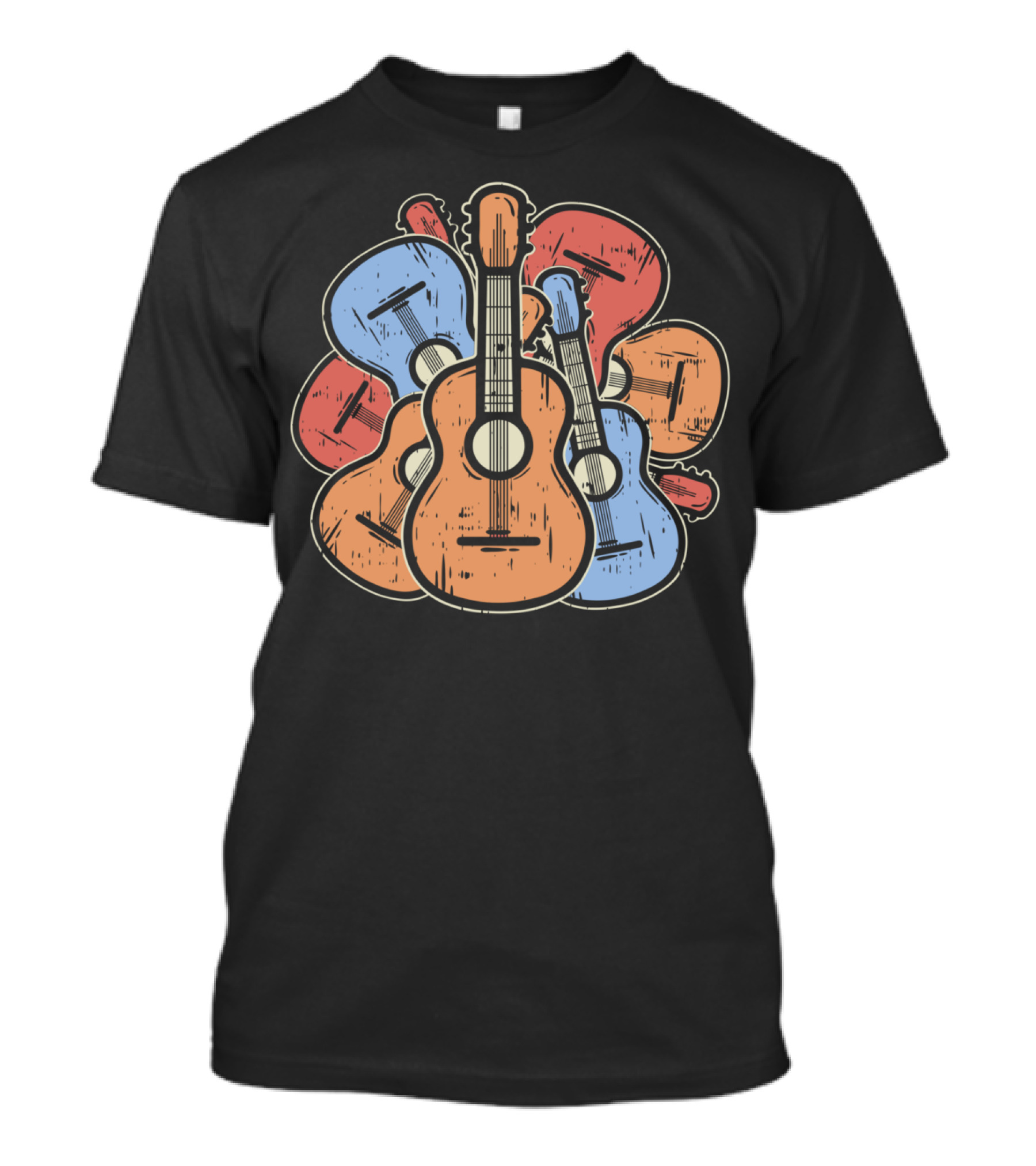 Colorful Guitars And Ukuleles Funny Guitarist Musician T-Shirt