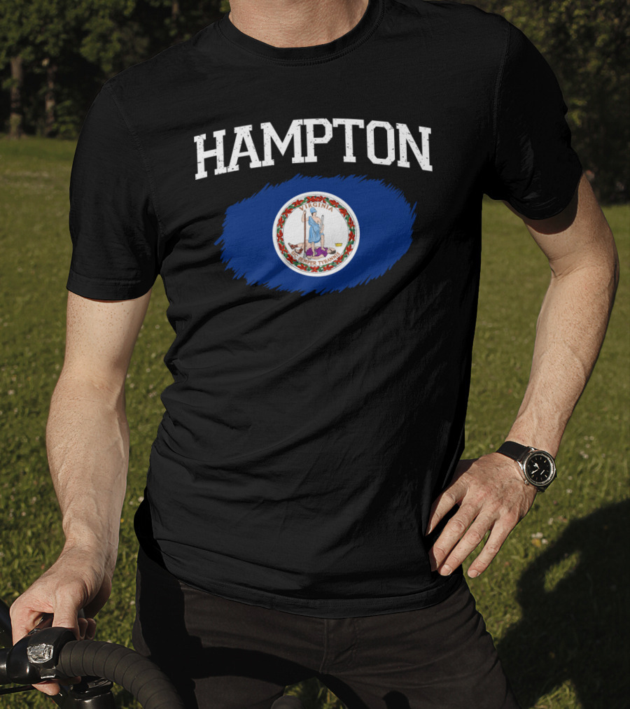 Hampton Virginia State Flag Vintage USA Sports T-Shirt