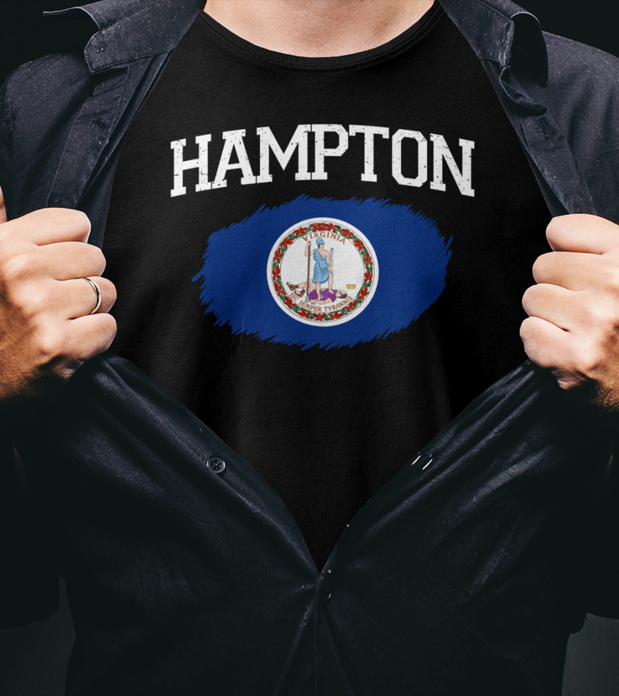 Hampton Virginia State Flag Vintage USA Sports T-Shirt