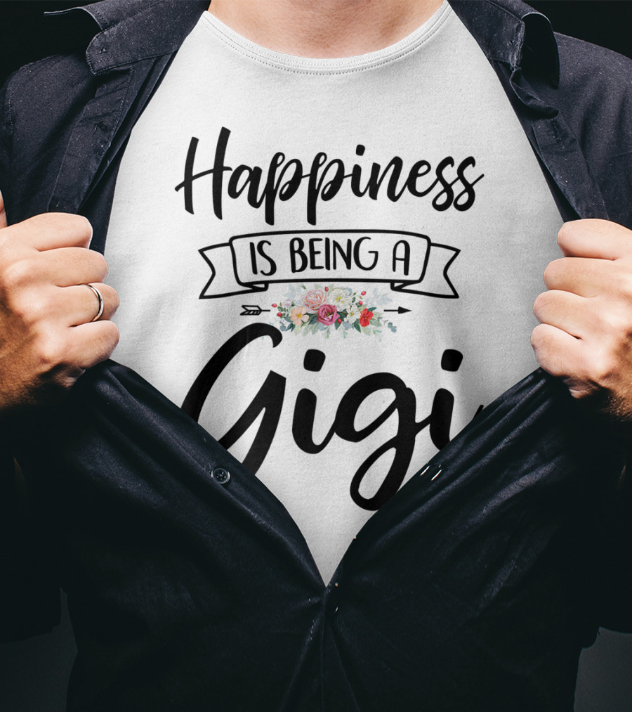 Happiness Is Being A Gigi Mother's Day Floral Wreath T-Shirt
