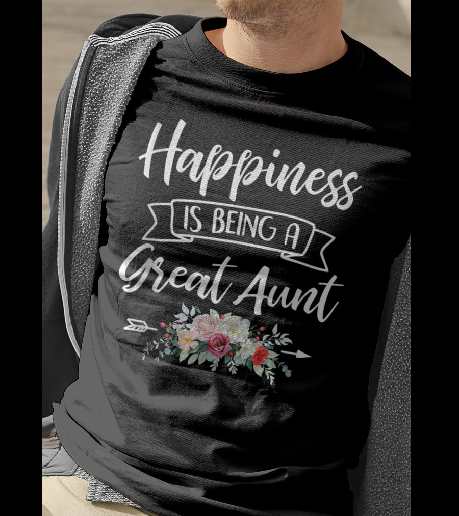 Happiness Is Being A Great Aunt Floral Arrow T-Shirt