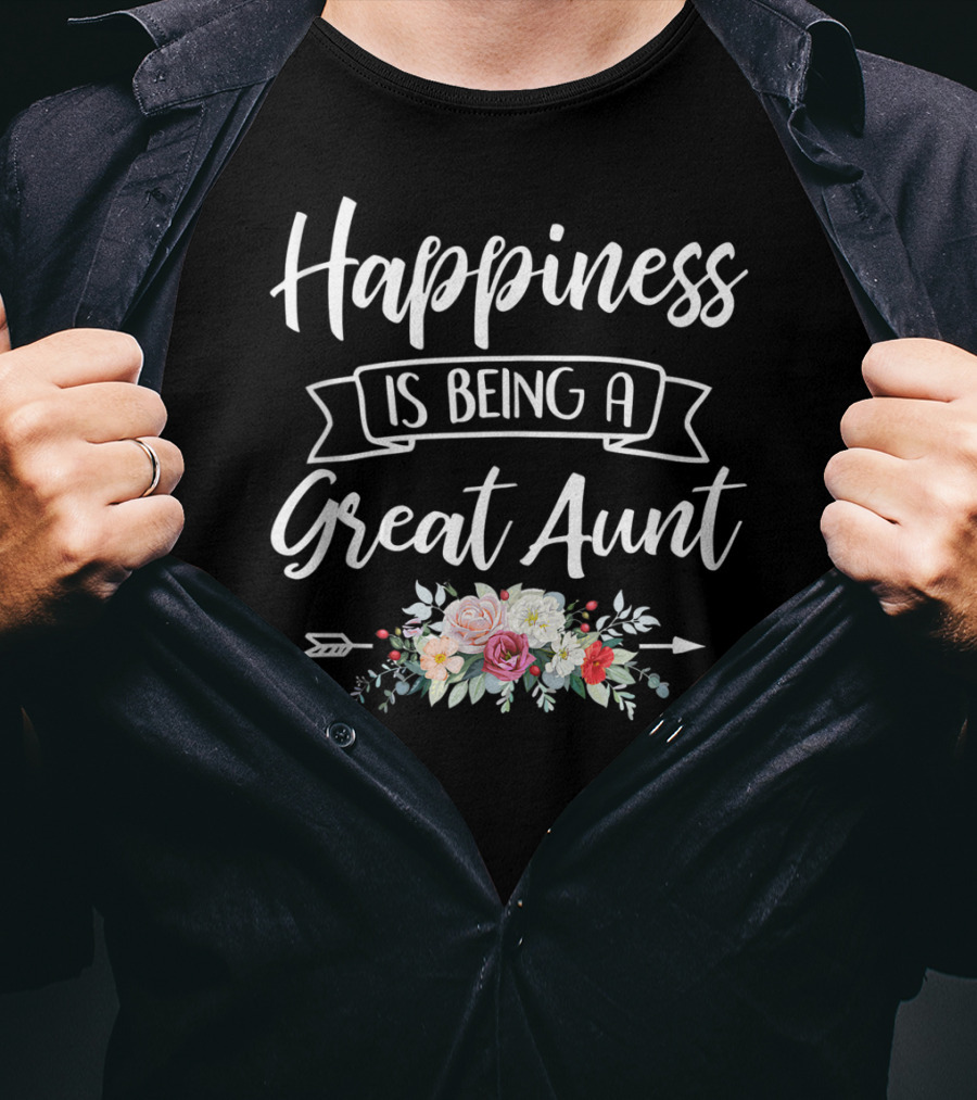 Happiness Is Being A Great Aunt Floral Arrow T-Shirt
