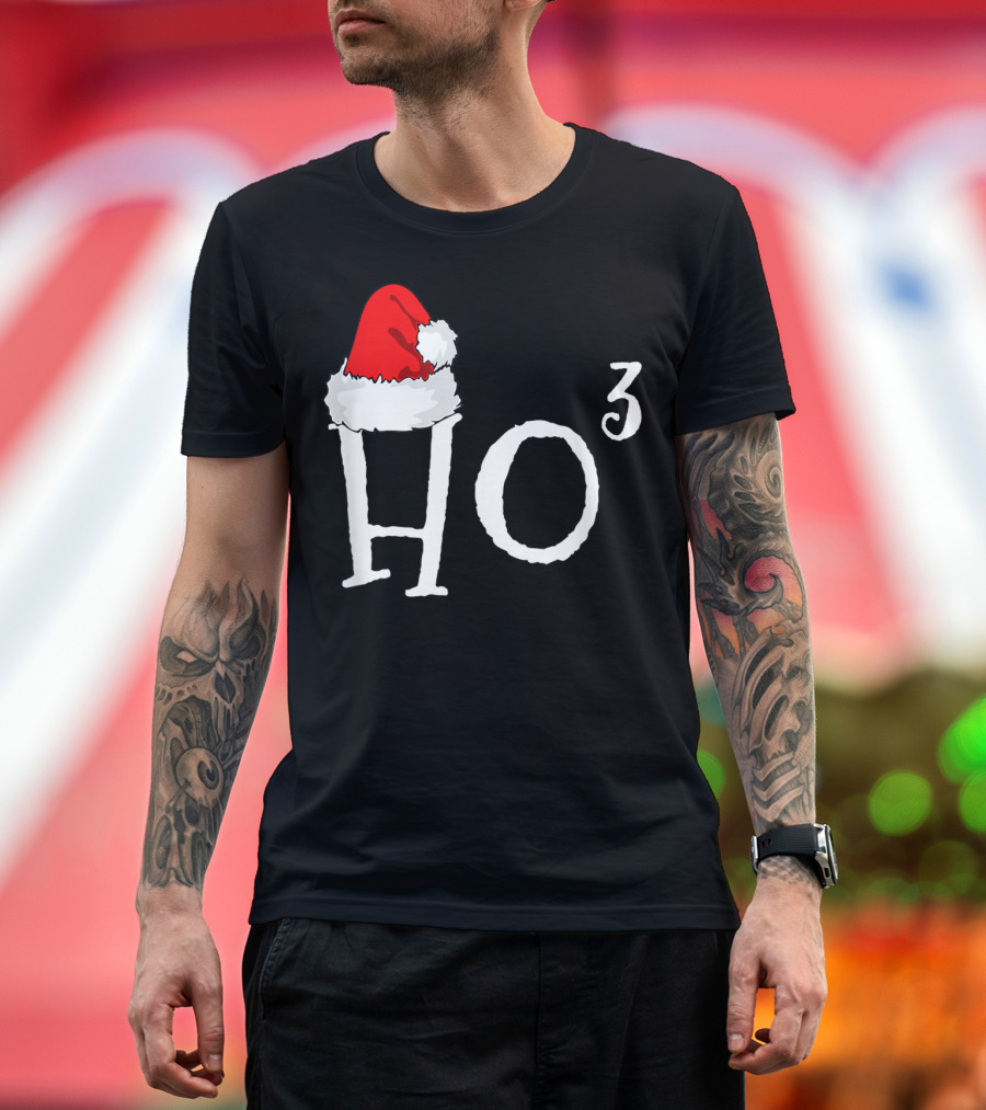 Ho3 Cubed Santa Hat Christmas Hohoho Math Teacher T-Shirt