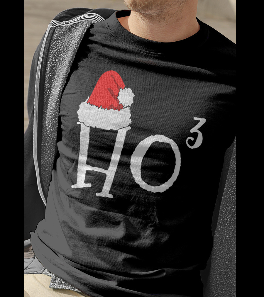 Ho3 Cubed Santa Hat Christmas Hohoho Math Teacher T-Shirt