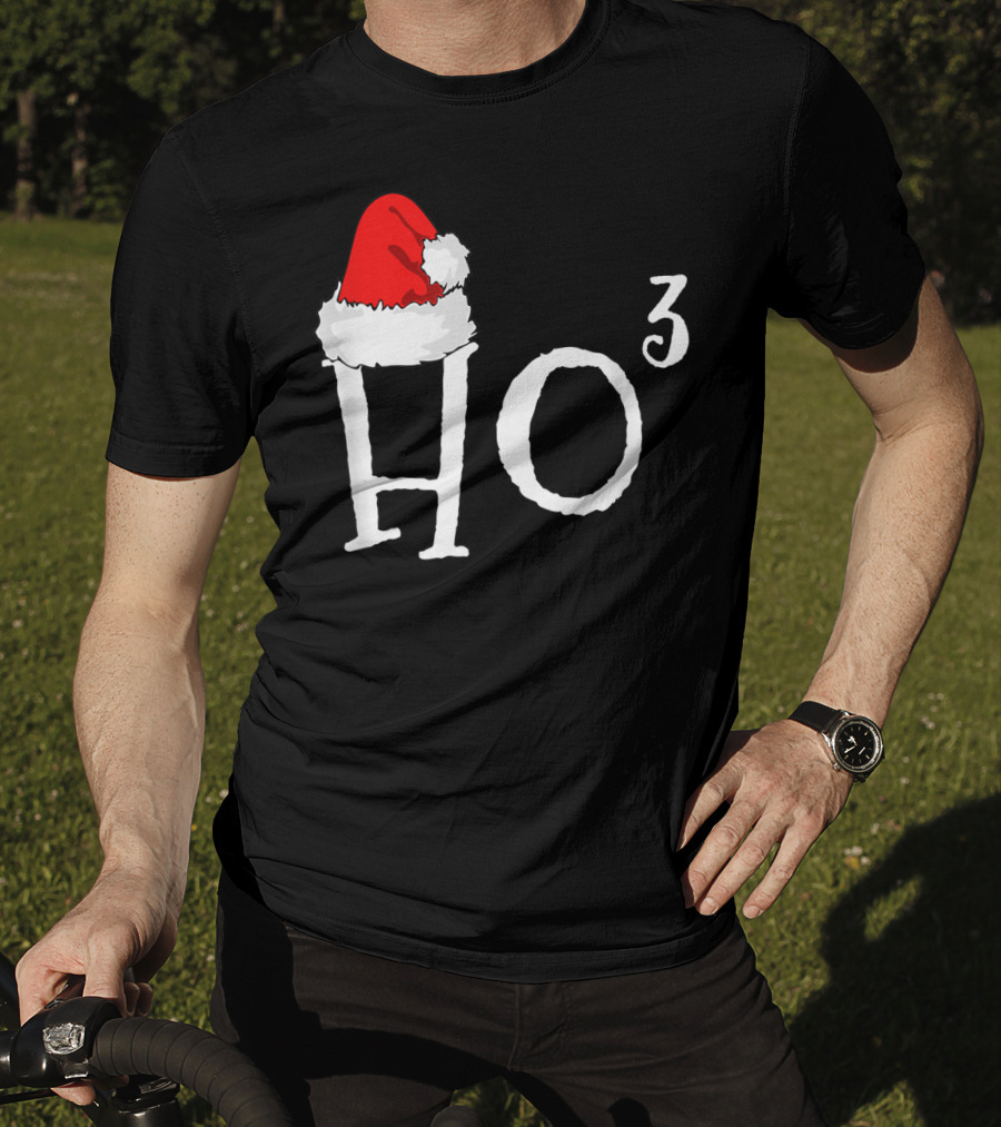 Ho3 Cubed Santa Hat Christmas Hohoho Math Teacher T-Shirt