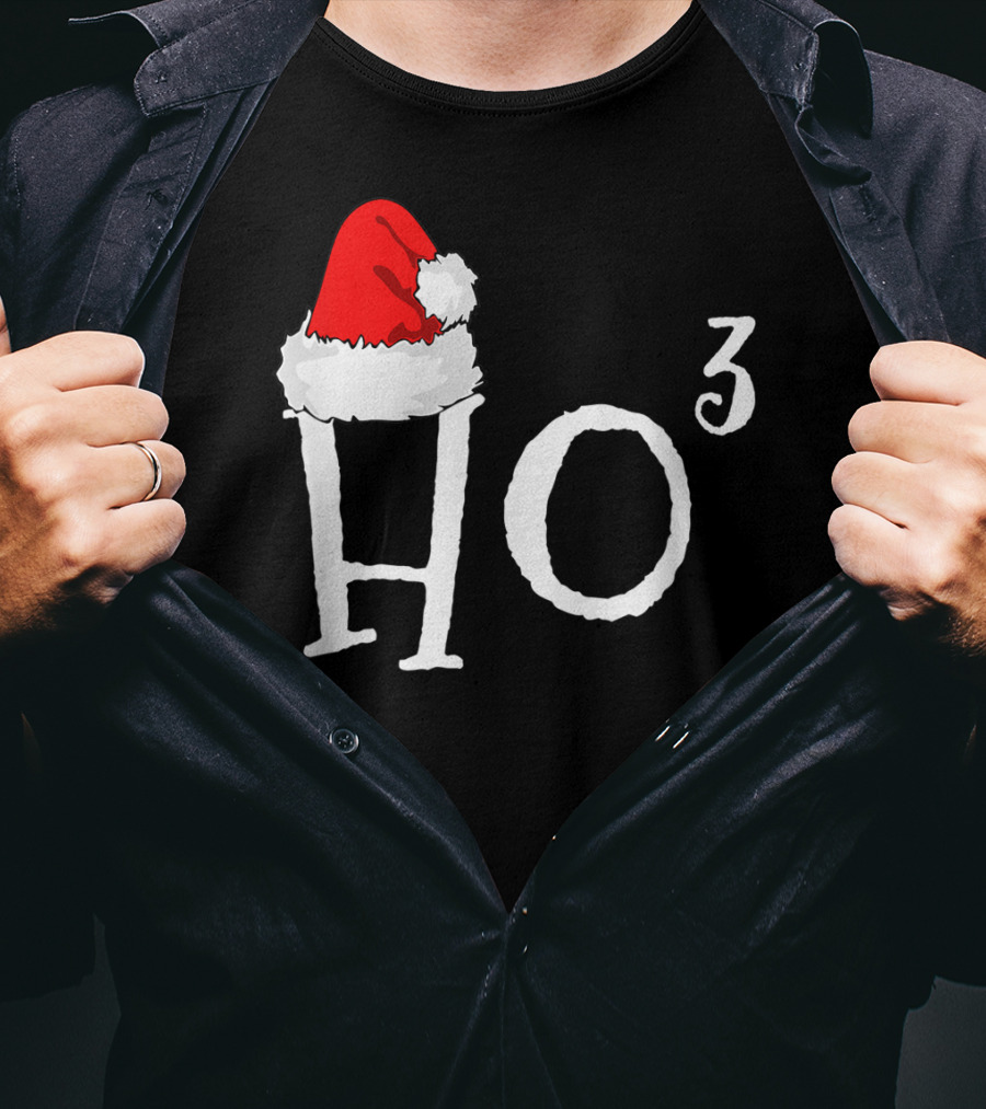 Ho3 Cubed Santa Hat Christmas Hohoho Math Teacher T-Shirt