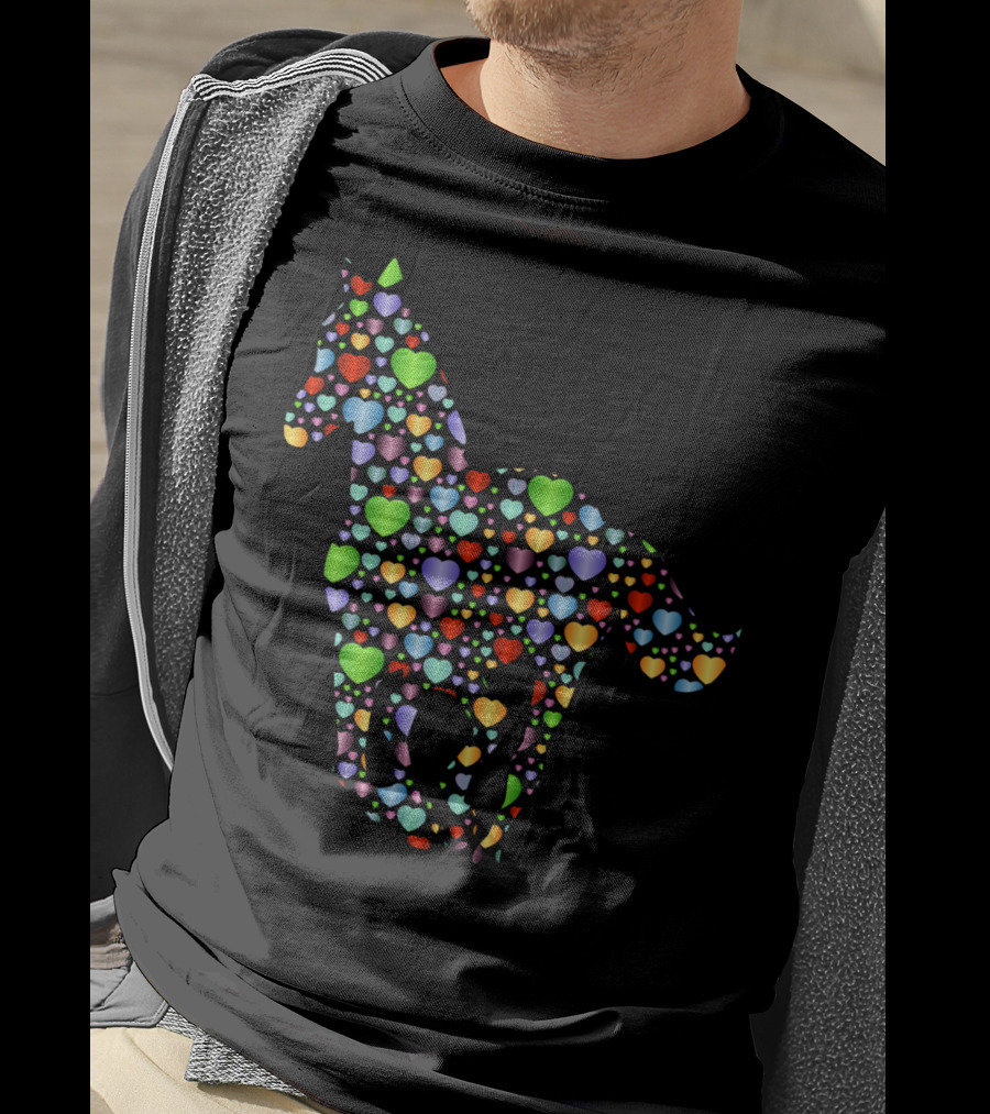 Horse Lover Equestrian Hearts Multicolored T-Shirt