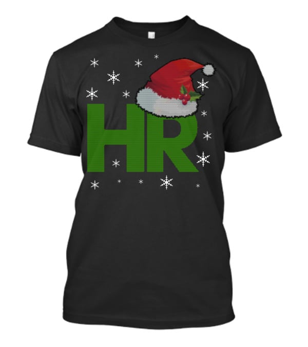 HR Santa Hat Human Resources Festive Christmas Snowflakes T-Shirt