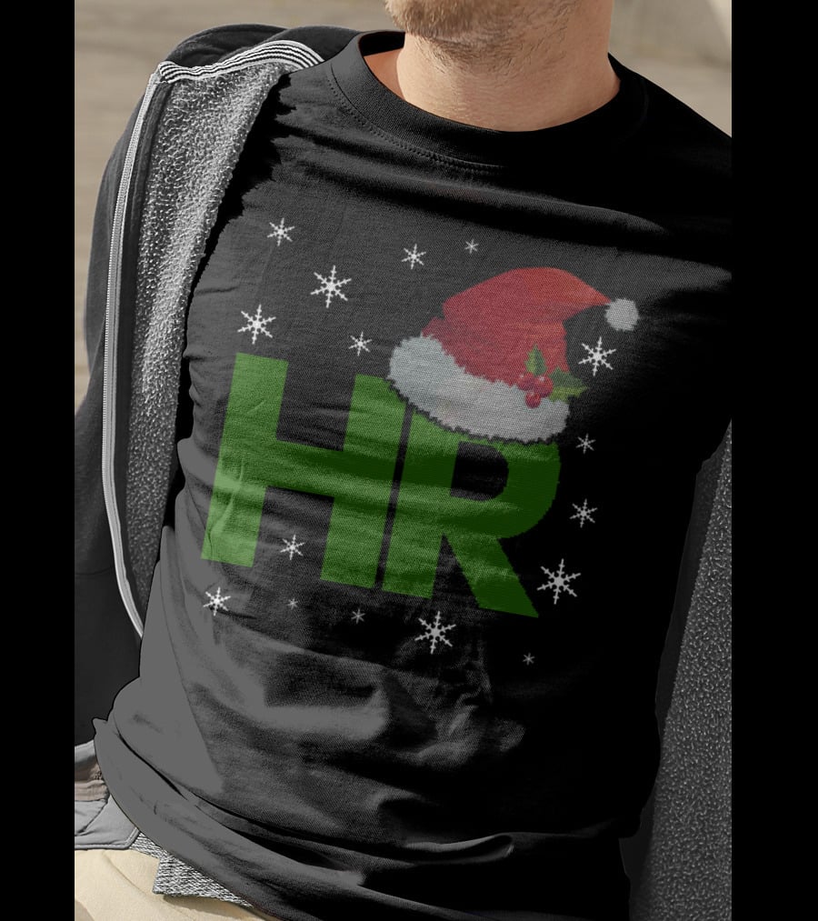 HR Santa Hat Human Resources Festive Christmas Snowflakes T-Shirt