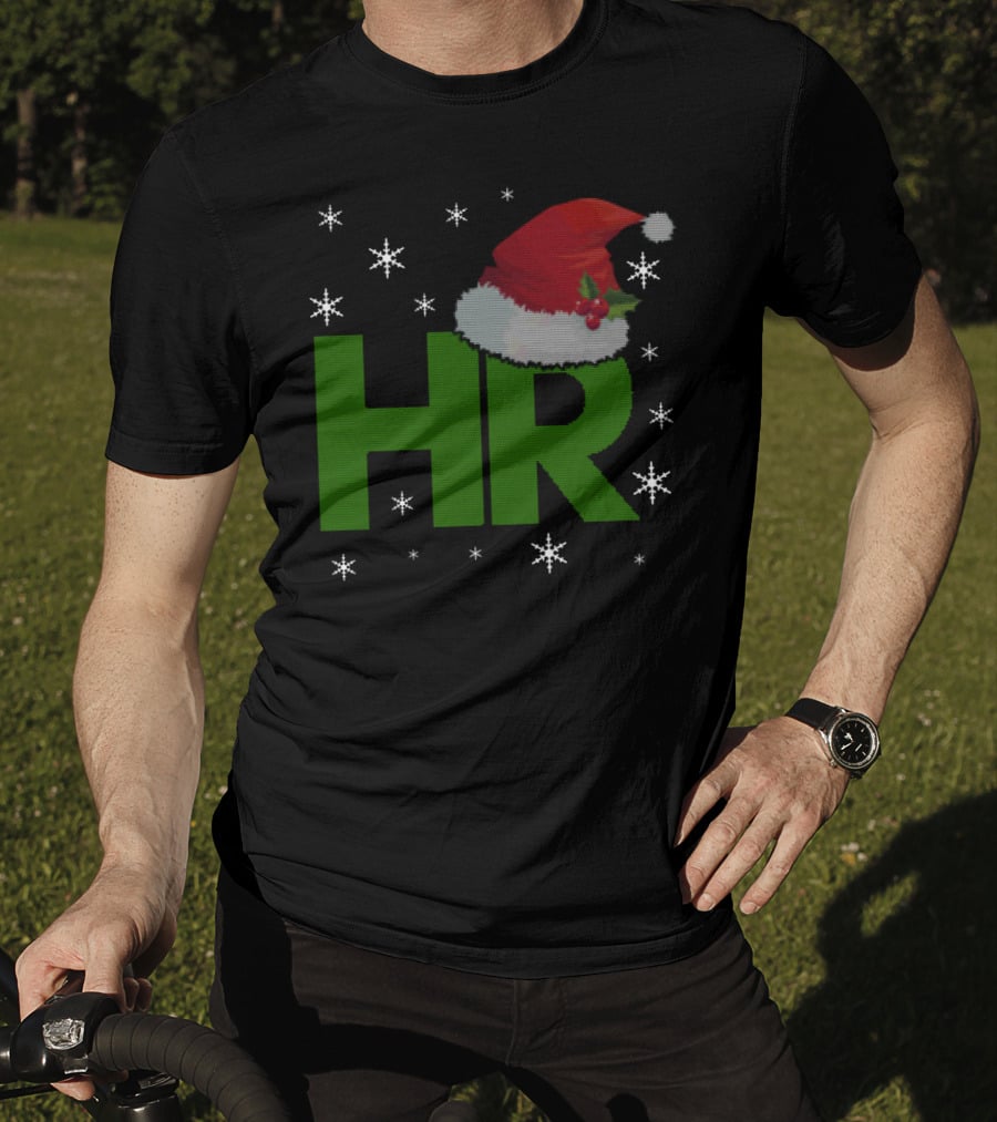 HR Santa Hat Human Resources Festive Christmas Snowflakes T-Shirt
