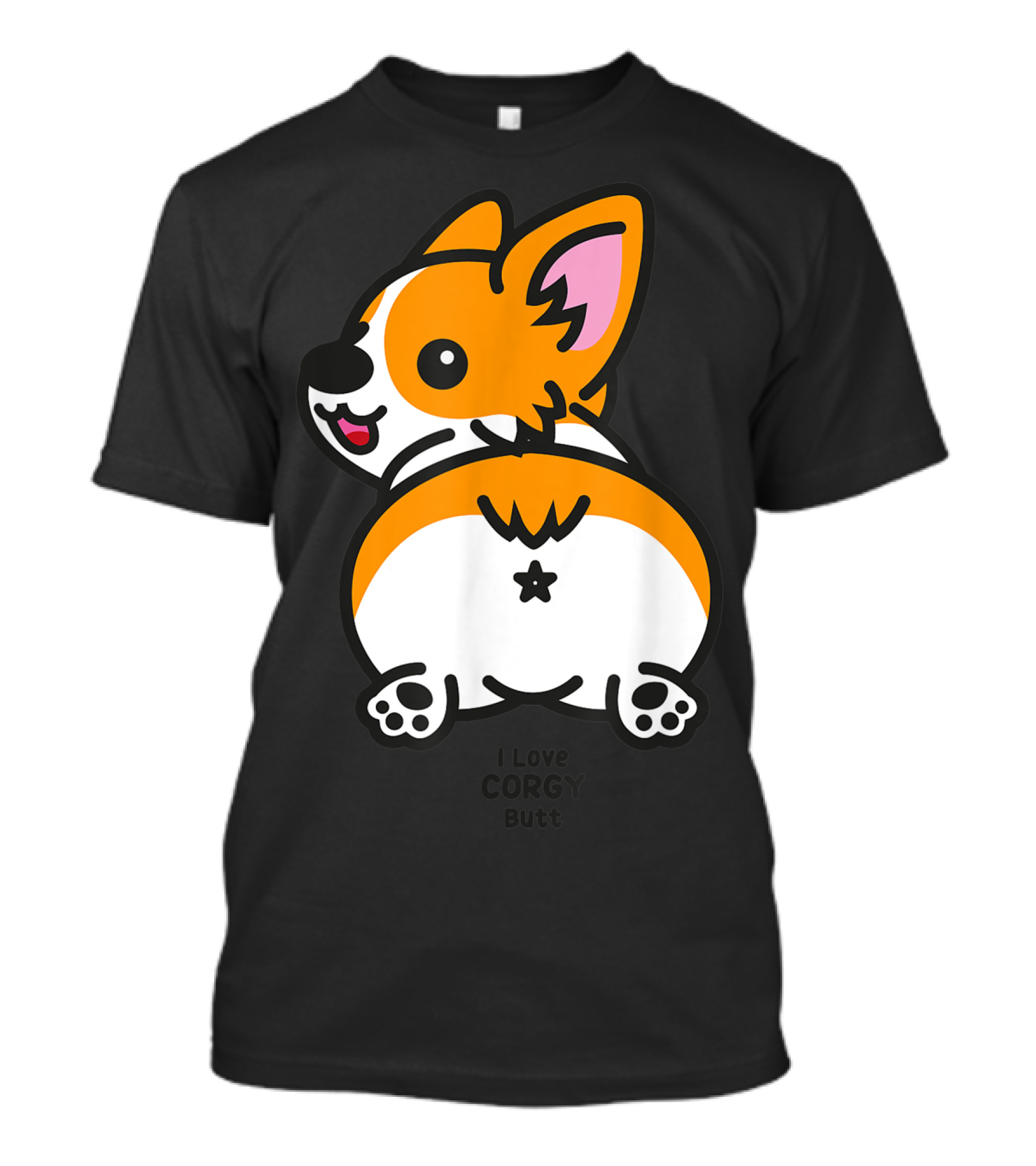 I Love Corgi Butt Playful Cartoon Dog T-Shirt