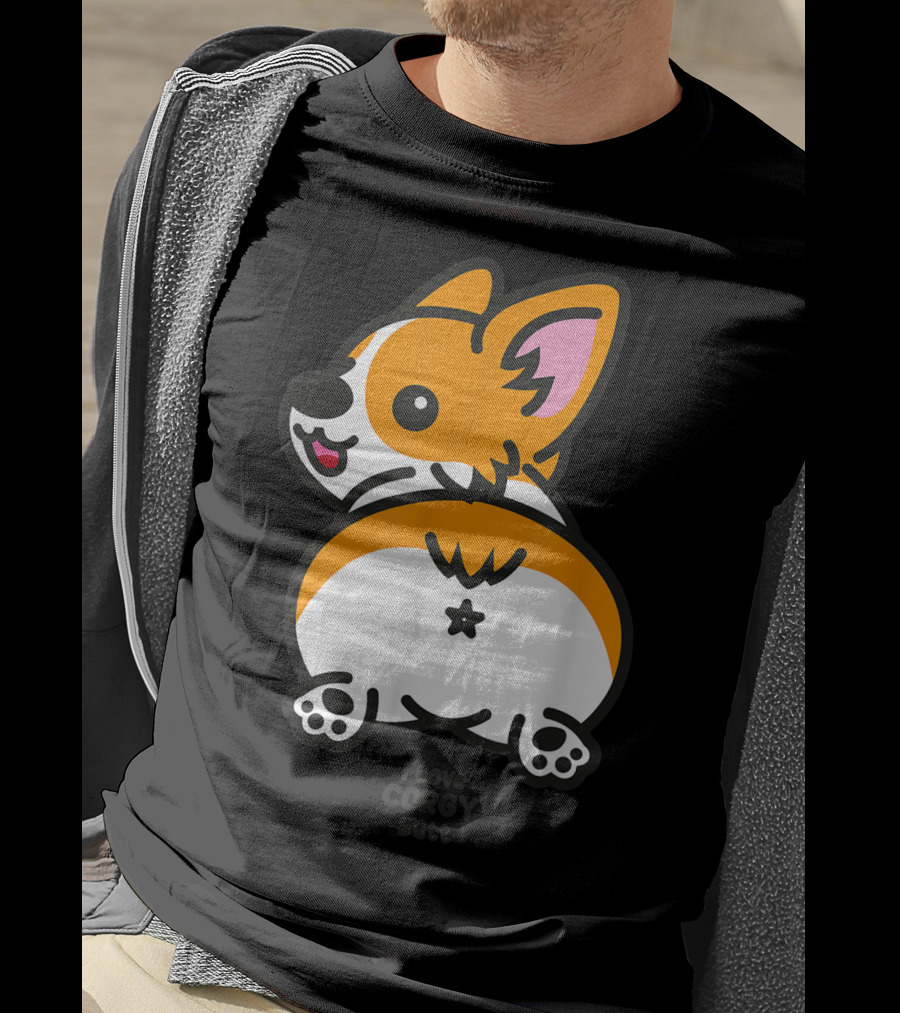 I Love Corgi Butt Playful Cartoon Dog T-Shirt