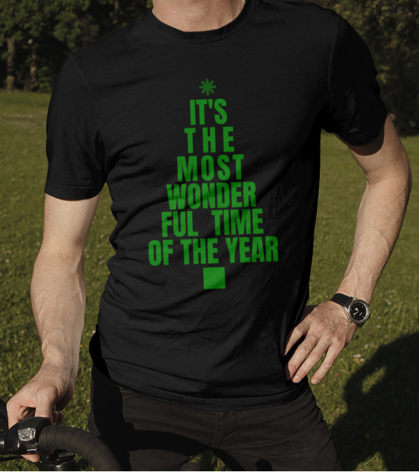 It's The Most Wonderful Time Of The Year Christmas Tree Design Green T-Shirt