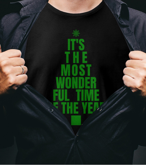 It's The Most Wonderful Time Of The Year Christmas Tree Design Green T-Shirt