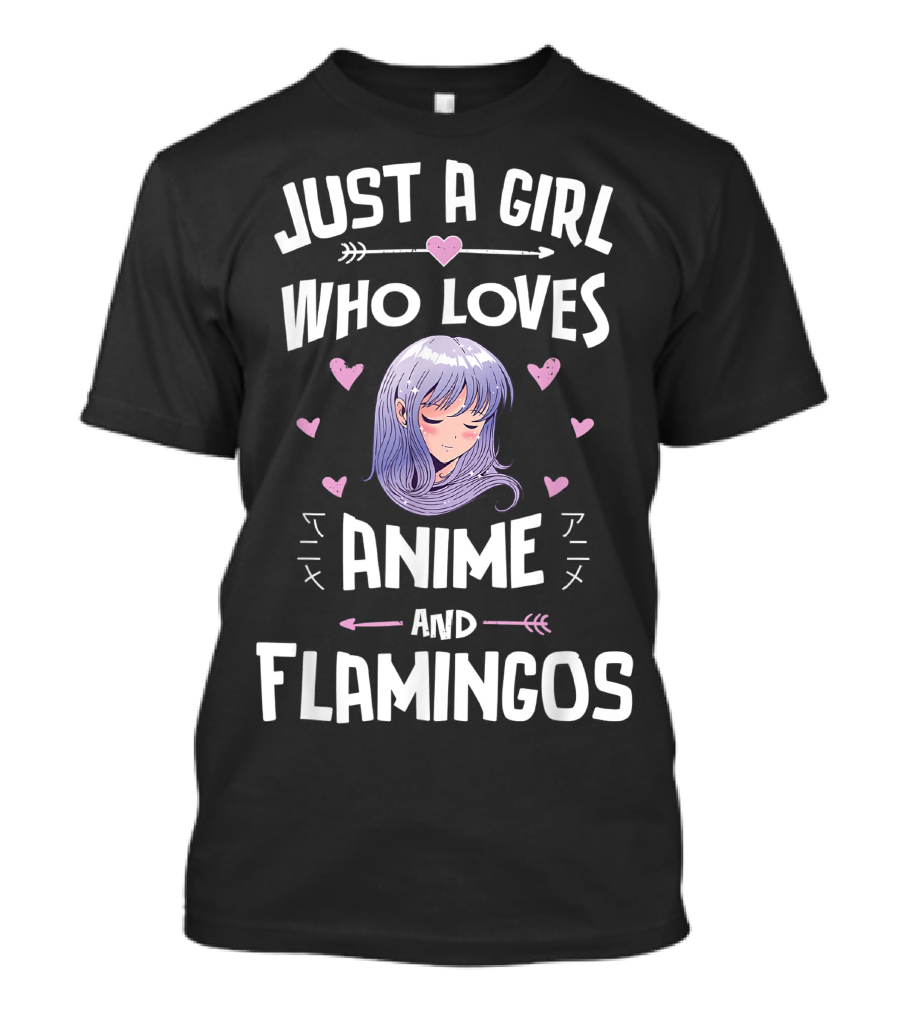 Just A Girl Who Loves Anime And Flamingos Anime Flamingo Heart T-Shirt