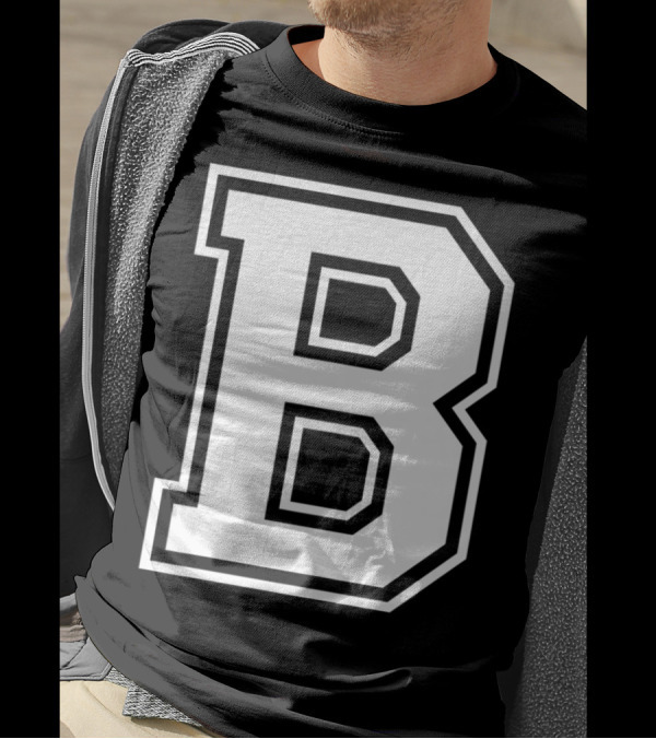 Old School Letter B Initial Retro College T-Shirt