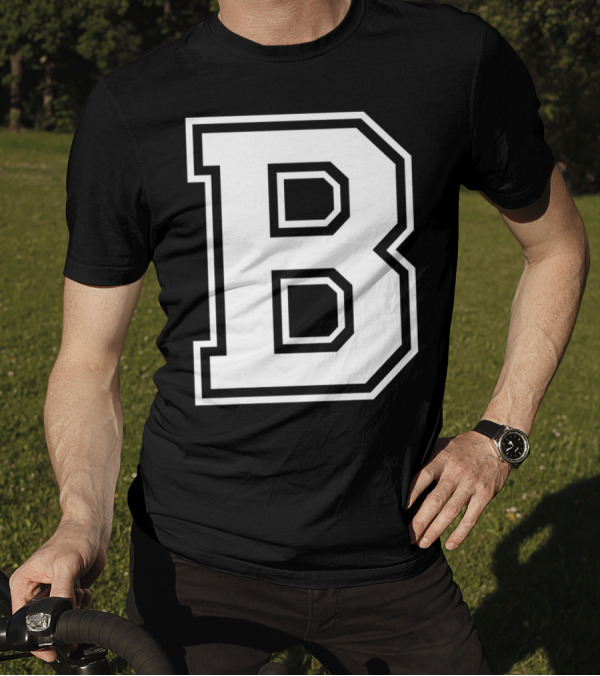 Old School Letter B Initial Retro College T-Shirt