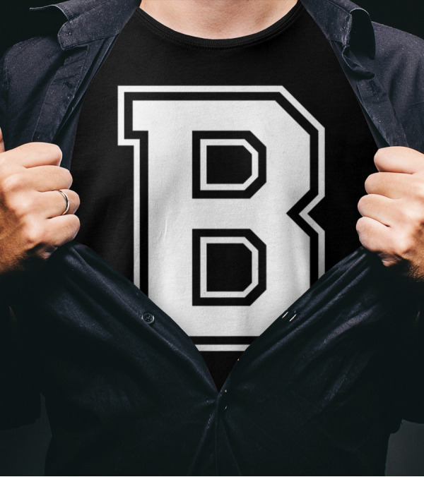 Old School Letter B Initial Retro College T-Shirt