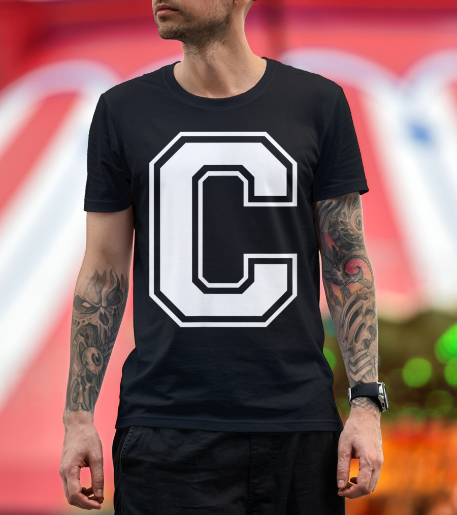 Letter C Name Initial Group Match Old School Block T-Shirt