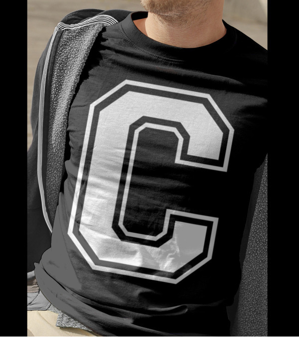 Letter C Name Initial Group Match Old School Block T-Shirt