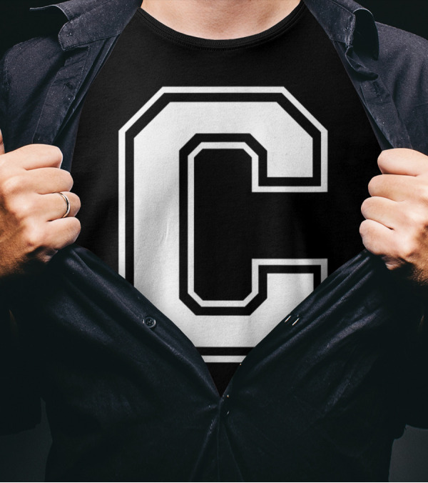 Letter C Name Initial Group Match Old School Block T-Shirt