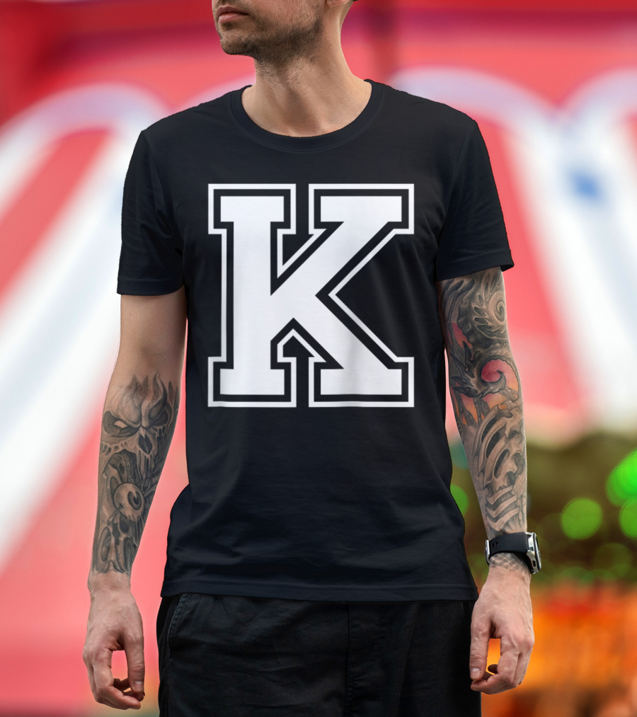 K Initial Old School Style Letter T-Shirt