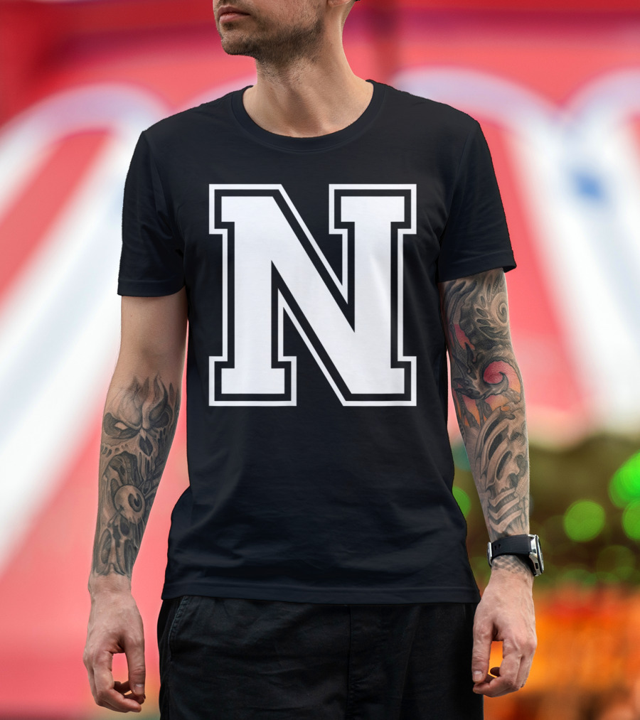 N Letter Initial Old School T-Shirt