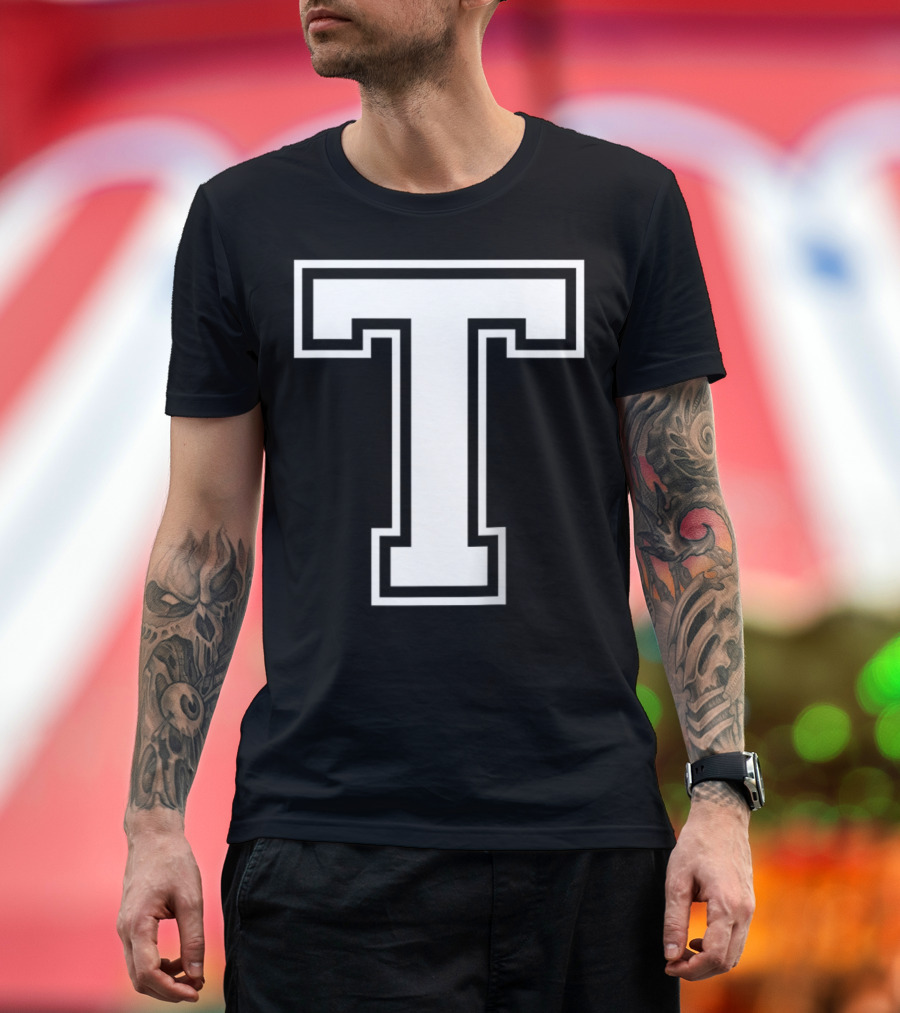 Letter T Initial Old School Bold Monogram T-Shirt