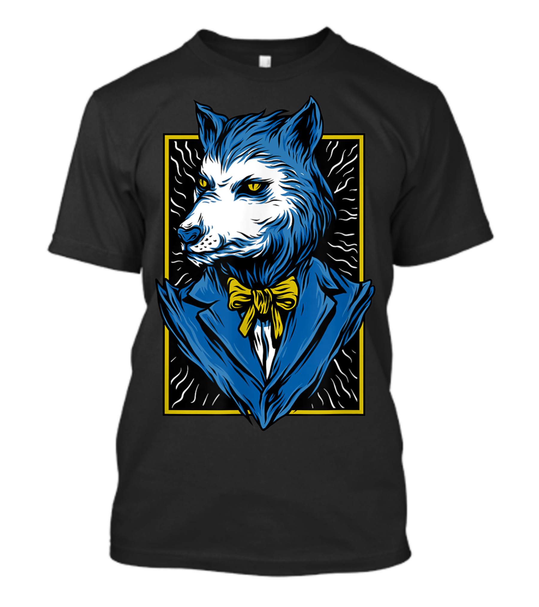 Mafia Don Dire Wolf Anthro In Suit With Yellow Bow Tie T-Shirt