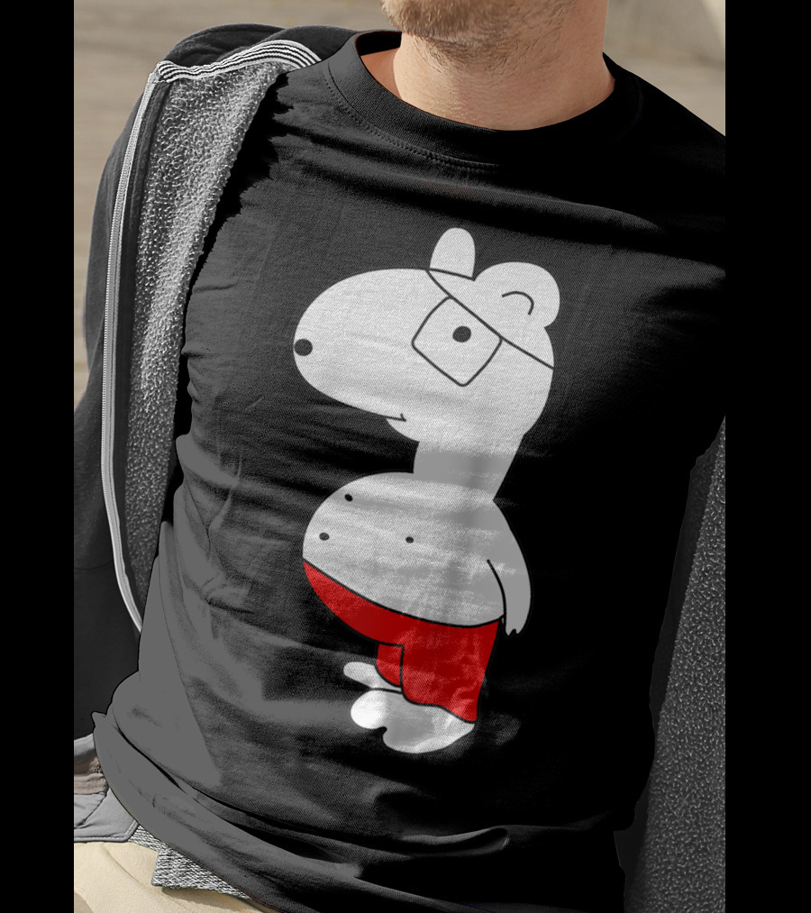 Marcuskun Bear Character With Glasses And Red Shorts T-Shirt