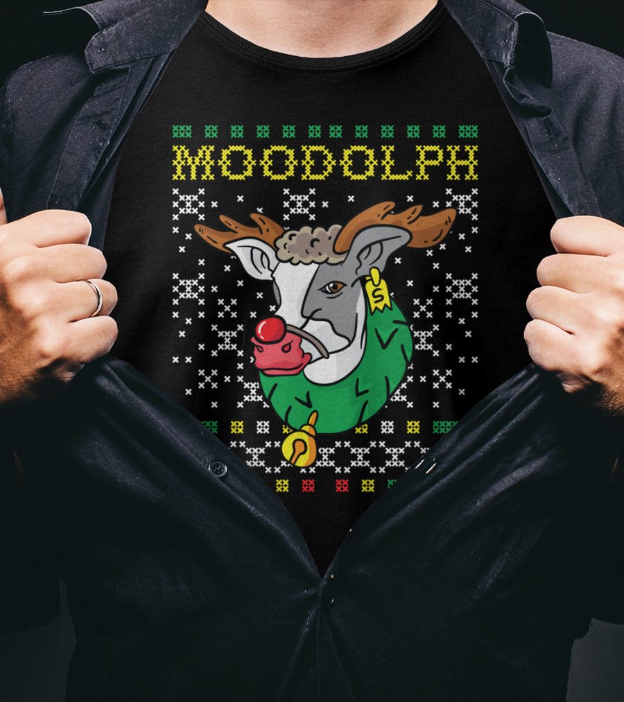 Moodolph Moo Cow Reindeer Christmas Holiday T-Shirt