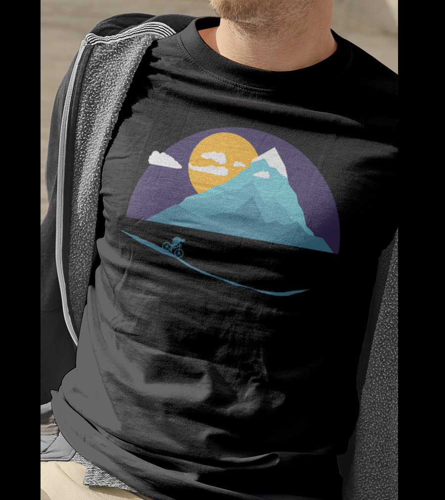 Mountainbiker Scenic Landscape Adventure With Sun And Clouds T-Shirt