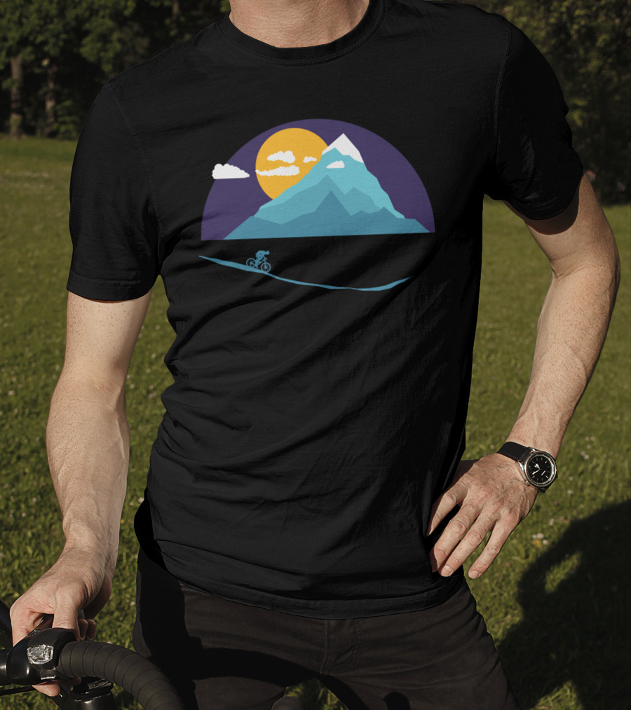 Mountainbiker Scenic Landscape Adventure With Sun And Clouds T-Shirt