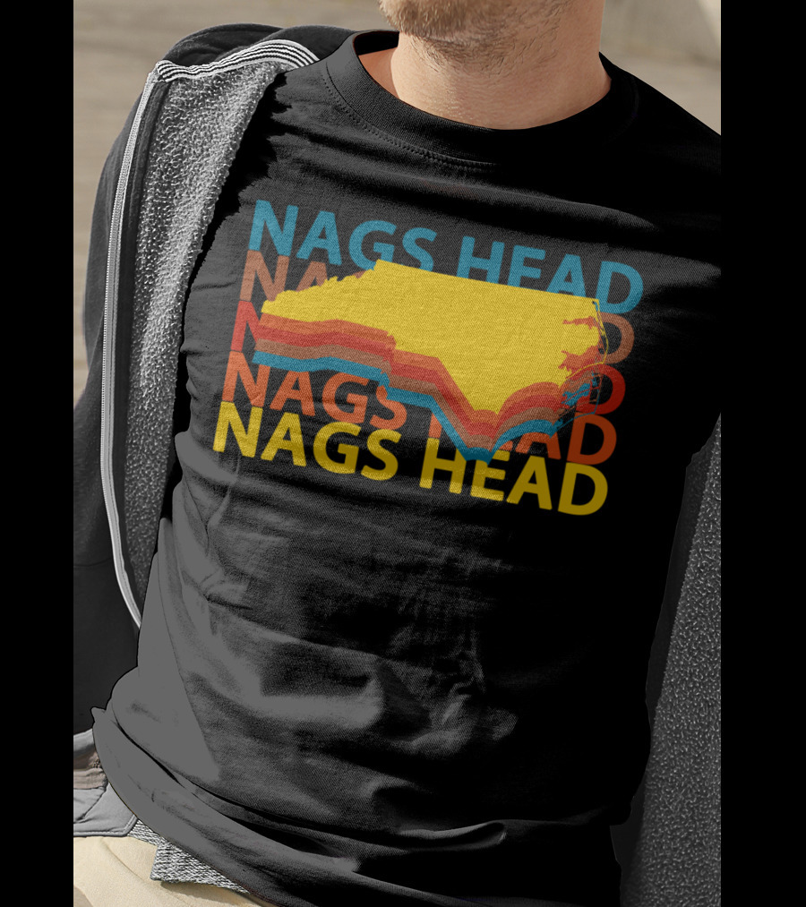 Nags Head North Carolina Outer Banks Vintage Layered Map T-Shirt