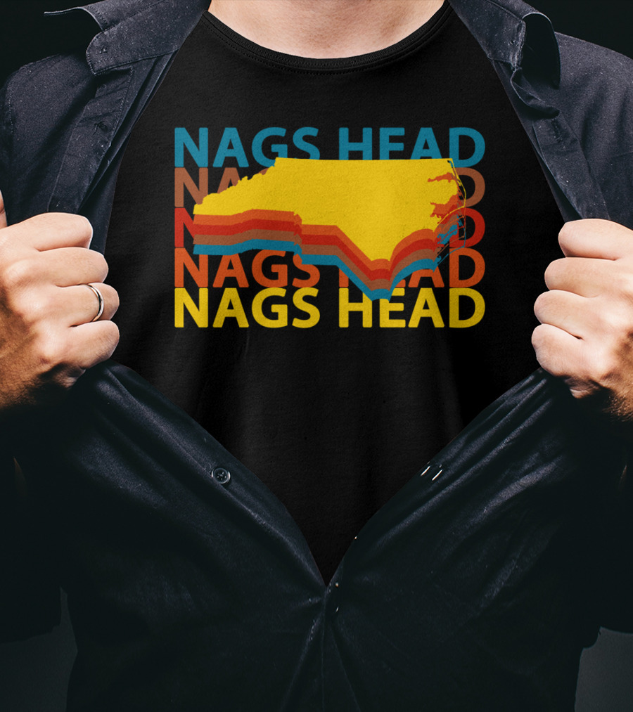 Nags Head North Carolina Outer Banks Vintage Layered Map T-Shirt