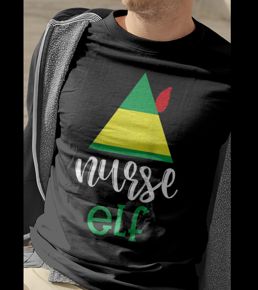 Nurse Elf Funny Christmas Medical Rn Lpn Holiday Humor T-Shirt