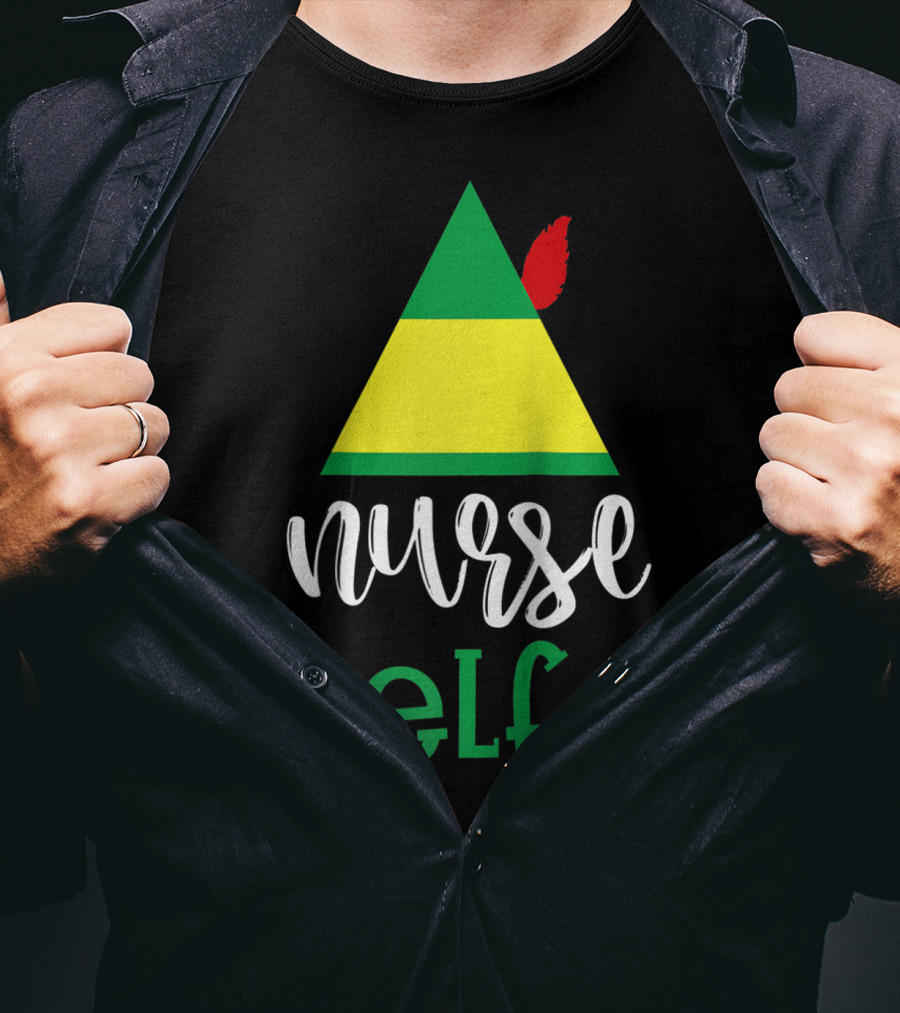 Nurse Elf Funny Christmas Medical Rn Lpn Holiday Humor T-Shirt