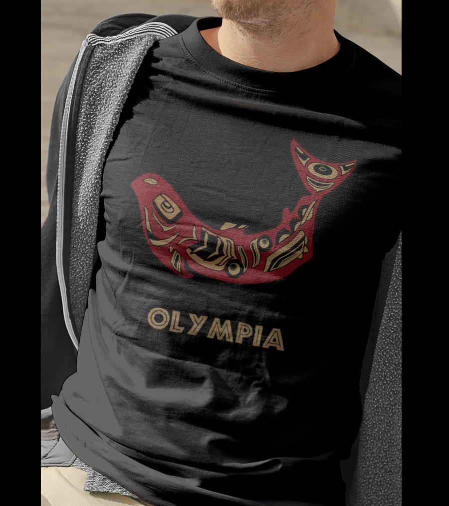 Olympia Native American Indian Style Salmon T-Shirt