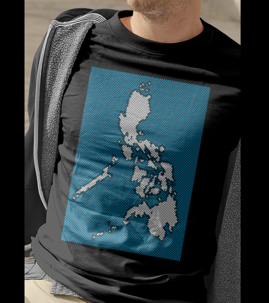 Philippines Map Halftone Blue Background T-Shirt